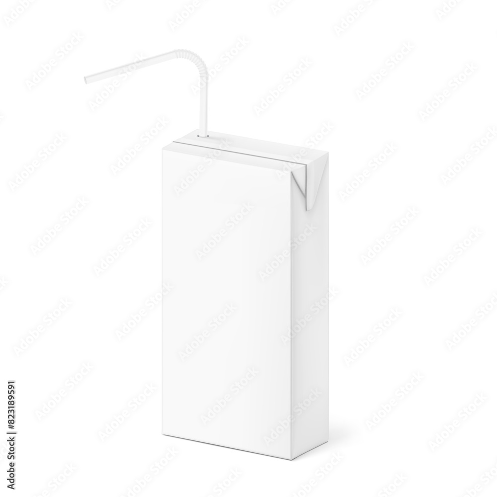 Straw Box Design High realistic packaging box with straw mockup. Vector illustration ...