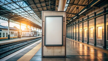 blank canvas poster mockup | railway station billboard