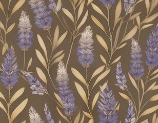 Poster - Lavender pressed dried flowers. Seamless pattern with Lavender floral plants. Seamless stylized watercolor flower pattern. Tiled and tillable, Wallpaper, wrapping paper design, textile, scrapbooking