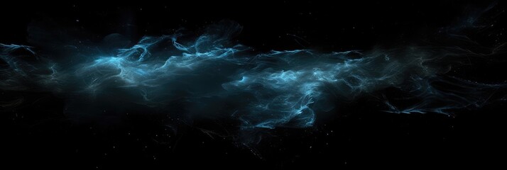 Poster - Abstract Blue Particle Waves on Black Background