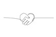 © LINES - Heart handshake continuous line drawing. Love shaking hands. Business deal linear symbol. Vector illustration isolated on white.