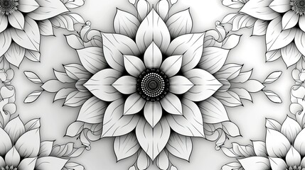 Wall Mural - Amazing Patterns, mandala, geometric shapes, no color, outline, white background