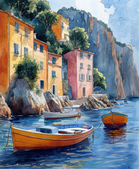 Poster - Cinque Terre, Aquarell

