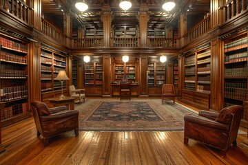 Wall Mural - Room with many books on shelves