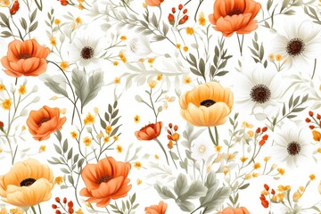 Wall Mural - Abstract elegance seamless pattern with floral background