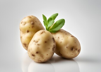 Wall Mural - Young potato isolated on a white background. Fresh harvest.