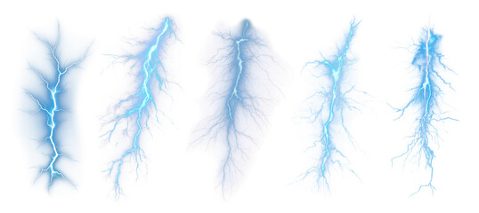 Wall Mural - Thunder png element set on transparent background
