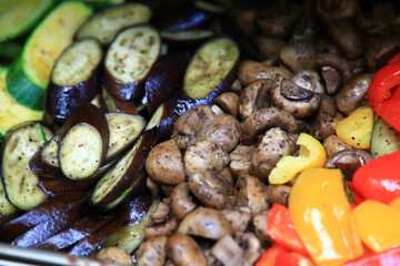 Wall Mural - View of baking salad in the oven