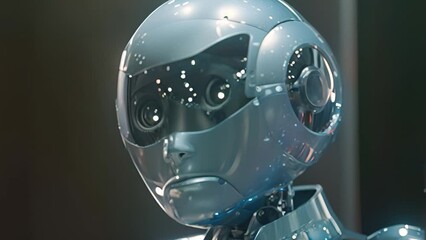 Poster - A blue robot standing on a black background, showcasing its futuristic design and technological features.