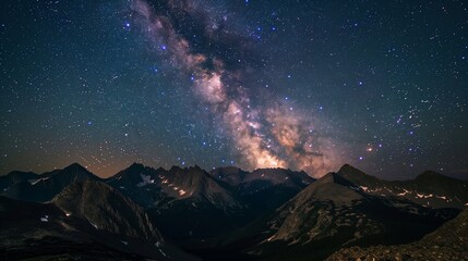 A breathtaking night view of silhouetted mountains against a star-filled sky, with the Milky Way visible.