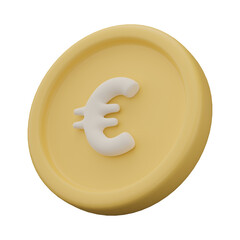 3D euro coin Isolated on transparent background