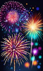 Wall Mural - Colorful firework with bokeh background.