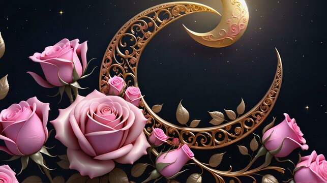 Crescent with roses