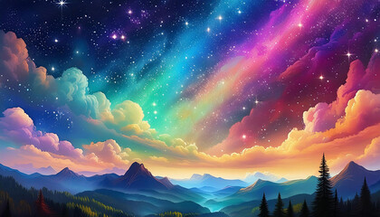 Wall Mural - a beautiful night sky full of stars and clouds