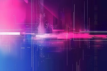 Wall Mural - Abstract data streams flow across a neon-lit digital network in this futuristic vector illustration. Perfect for cyber security designs, tech presentations, and cyberpunk-themed posters