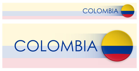 Wall Mural - Columbia flag horizontal web banner in modern neomorphism style. Webpage Colombian country header button for mobile application or internet site. Vector