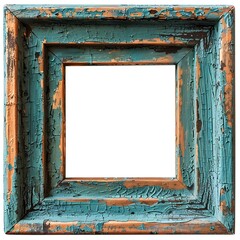 Wall Mural - Vintage Copper Patina Frame Isolated on White Background for Design or