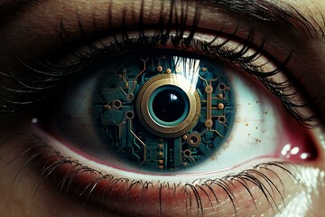 Poster - Dynamic Technology digital eye. Screen visual data. Generate Ai