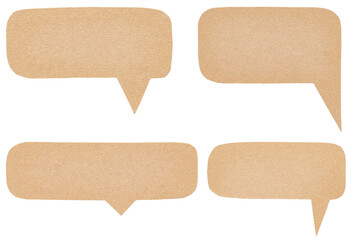Poster - Collection Set Bundle of blank cut out paper cardboard speech bubbles with copy space for text on transparent png or white background
