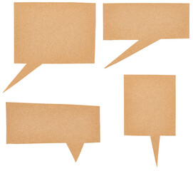 Poster - Collection Set Bundle of blank cut out paper cardboard speech bubbles with copy space for text on transparent png or white background

