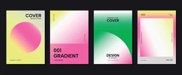 Wall Mural - abstract gradient poster background vector set. minimalist style cover template with vibrant perspec