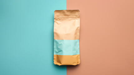 Environmentally safe coffee pouch flat design top view sustainable water color Triadic Color Scheme