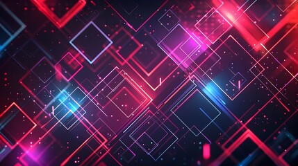Poster - Vibrant Neon Geometric Shapes Abstract Background for Tech Product Displays and Modern Digital Designs