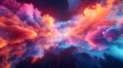 Poster - Vivid Neon Explosion Background for Trendy Product Showcase and Advertising Concepts