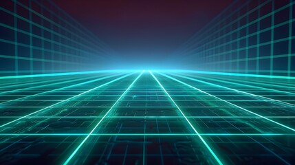 Poster - Vibrant Neon Grid Background for Futuristic Tech Product Showcase