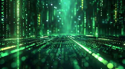 Aufkleber - futuristic neon matrix background with glowing green lines and dark design