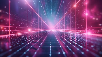 Poster - Futuristic Neon Wireframe Background with Sleek Design for Displaying Innovative Tech Products and Concepts