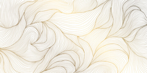 Wall Mural - vector abstract texture luxury background, line wave organic pattern. elegant shape design, gold on 