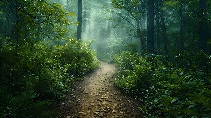 Sticker - Scenic Forest Trail Inviting New Beginnings and in Nature s Embrace