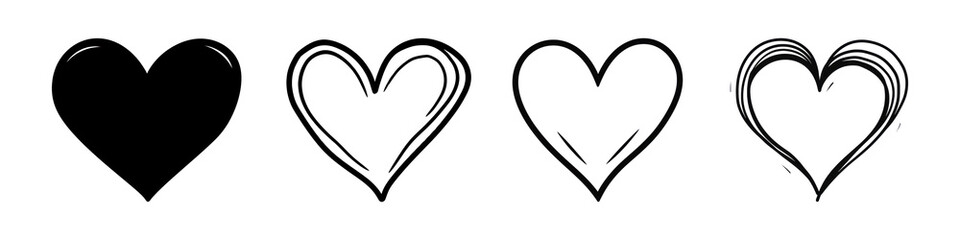 Doodle heart png on transparent background