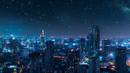 Aufkleber - Banner smart city dot point connect with gradient line