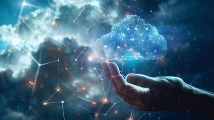 Fototapete - Cloud technology concept Global network of metaverse systems concept,