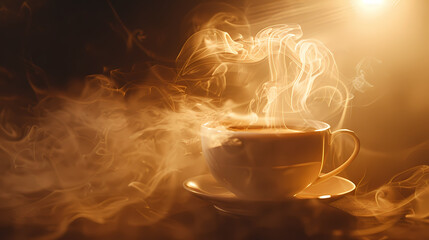 Wall Mural - cup of glowing coffee