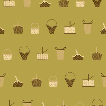 Collection of Basket Seamless Pattern Vector illustration for Print, Wallpaper, Decoration.