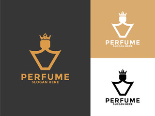Wall Mural - Simple elegant perfume logo vector, Perfume Bottle With Crown vector logo inspirations