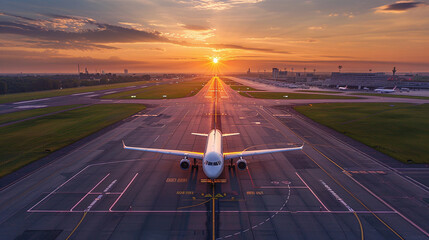 Wall Mural - The airport has a wide runway that can accommodate the flow of many tourists. Ai generate.