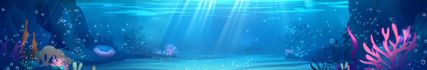 Wall Mural - abstract background with underwater theme, web site header or footer template