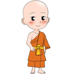 Canvas Print - Cute buddhist monk cartoon