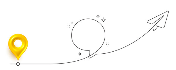 Poster - paper plane travel route. continuous line journey path, plane location, travel pin destination. busi