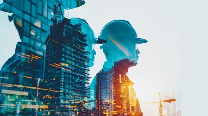 Poster - team engineer building construction project with architect people or construction worker
