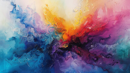 Wall Mural - Vibrant watercolor painting with abstract organic shapes and dynamic color flow