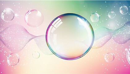 Wall Mural -  rainbow Iridescent soap bubble on multicolored blur background