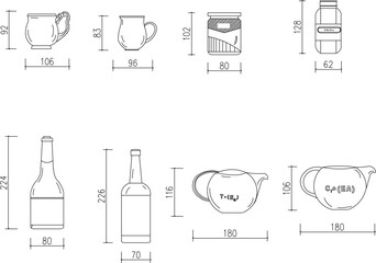 Wall Mural - Vector illustration sketch of glass teapot kitchenware design drawing