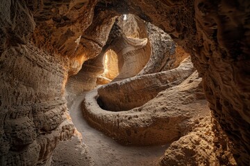 Poster - Mysterious and atmospheric cave with stunning natural light illuminating the interior