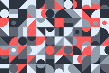 Wall Mural - Dynamic geometric design with a striking combination of red, grey, black, and white elements