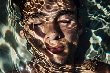 Aufkleber - Abstract underwater scene with light playing across the water surface and gentle ripples
